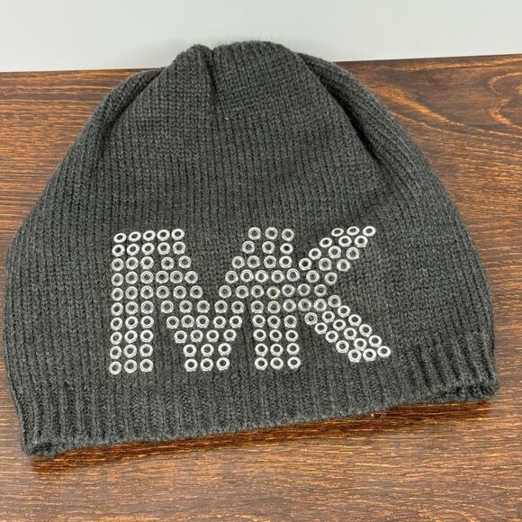Michael Michael Kors MK knit silver metal detail hat OS - Picture 1 of 6